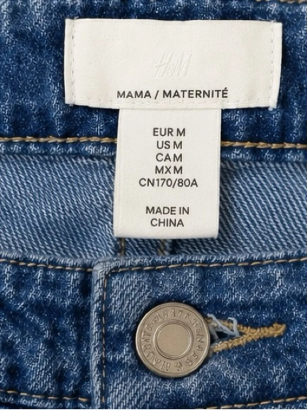 H&M Mama Maternity Denim Cuffed Shorts | Medium Wash | Size M